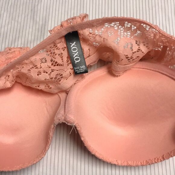 XOXO Pink Lace Racerback Bralette 34B Small Light Padding Padded Longline - Picture 6 of 6